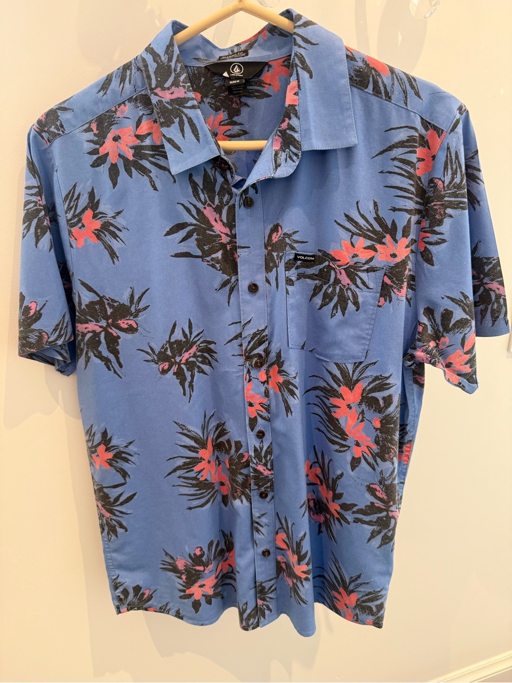 Volcom Men’s True to This - Blue Floral Short-Sleeve Button-Up Shirt Sz: M
